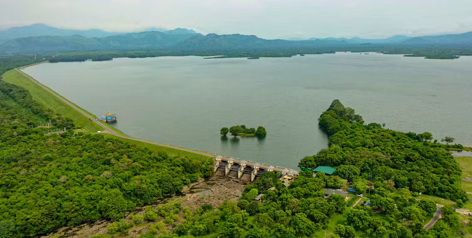 Udawalawa Dam - The Udawalawe Dam is a large irrigation dam in Udawalawe, in the Southern Province of Sri Lanka.